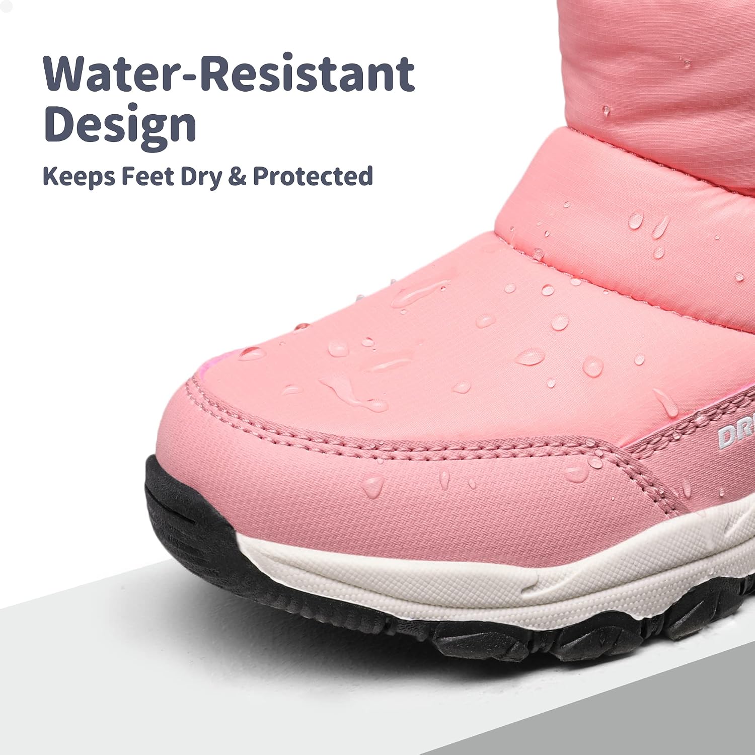 Boys Girls Snow Boots Lightweight Slip Resistant Mid Calf Winter Shoes for Little/Big Kid