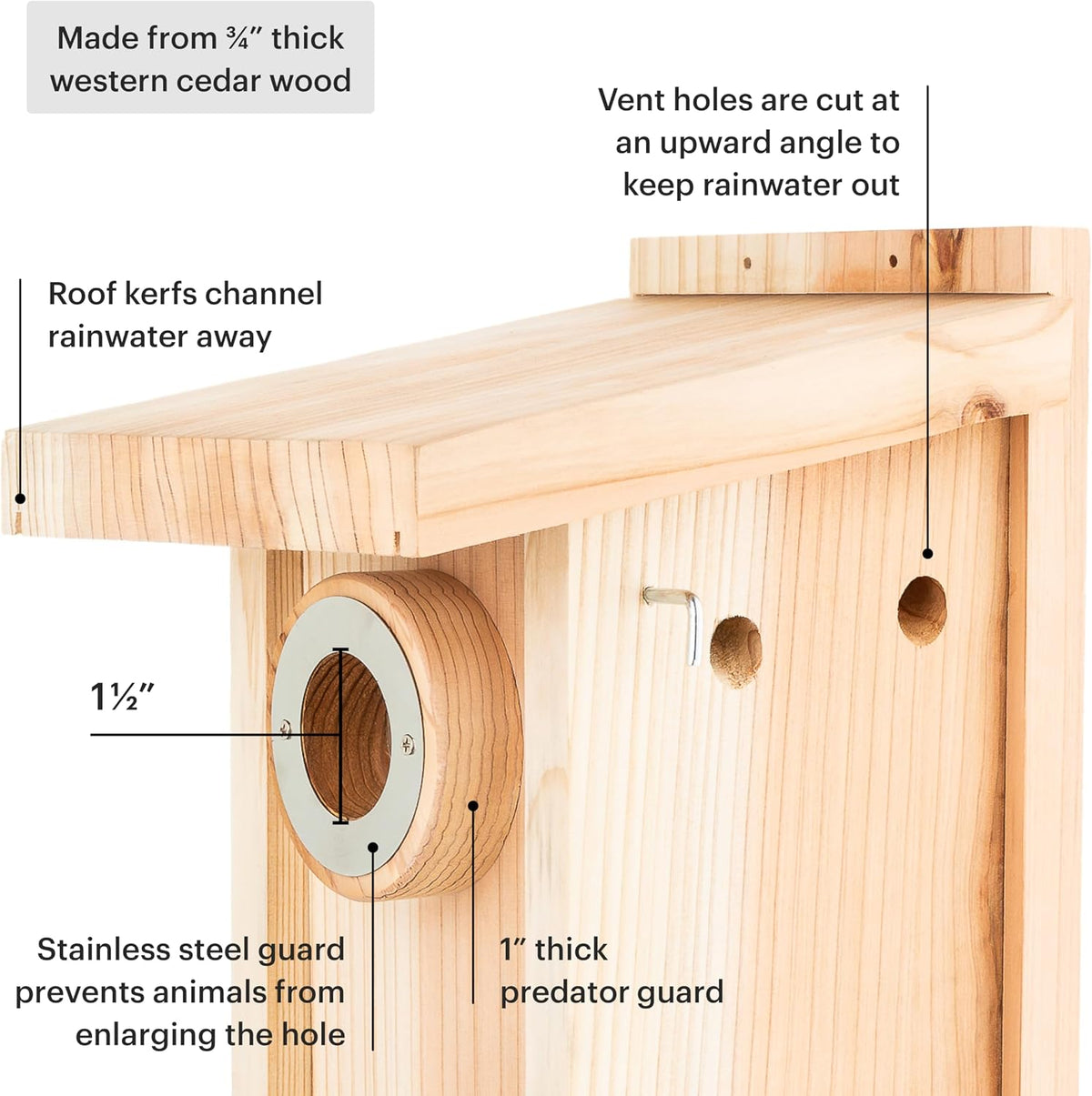 Bluebird House - Weatherproof Bird House for Outdoors - Cedar Birdhouse Built to NABS Specs - Nest Box for Bluebirds