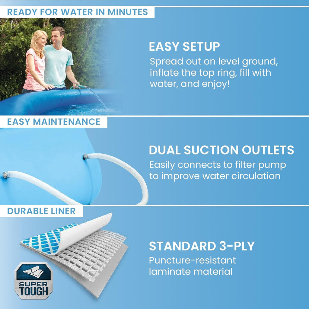 Easy Set 10 ft x 30in Above Ground Pool Set, Round Inflatable Swimming Pool with 330 GPH Cartridge Filter Pump and