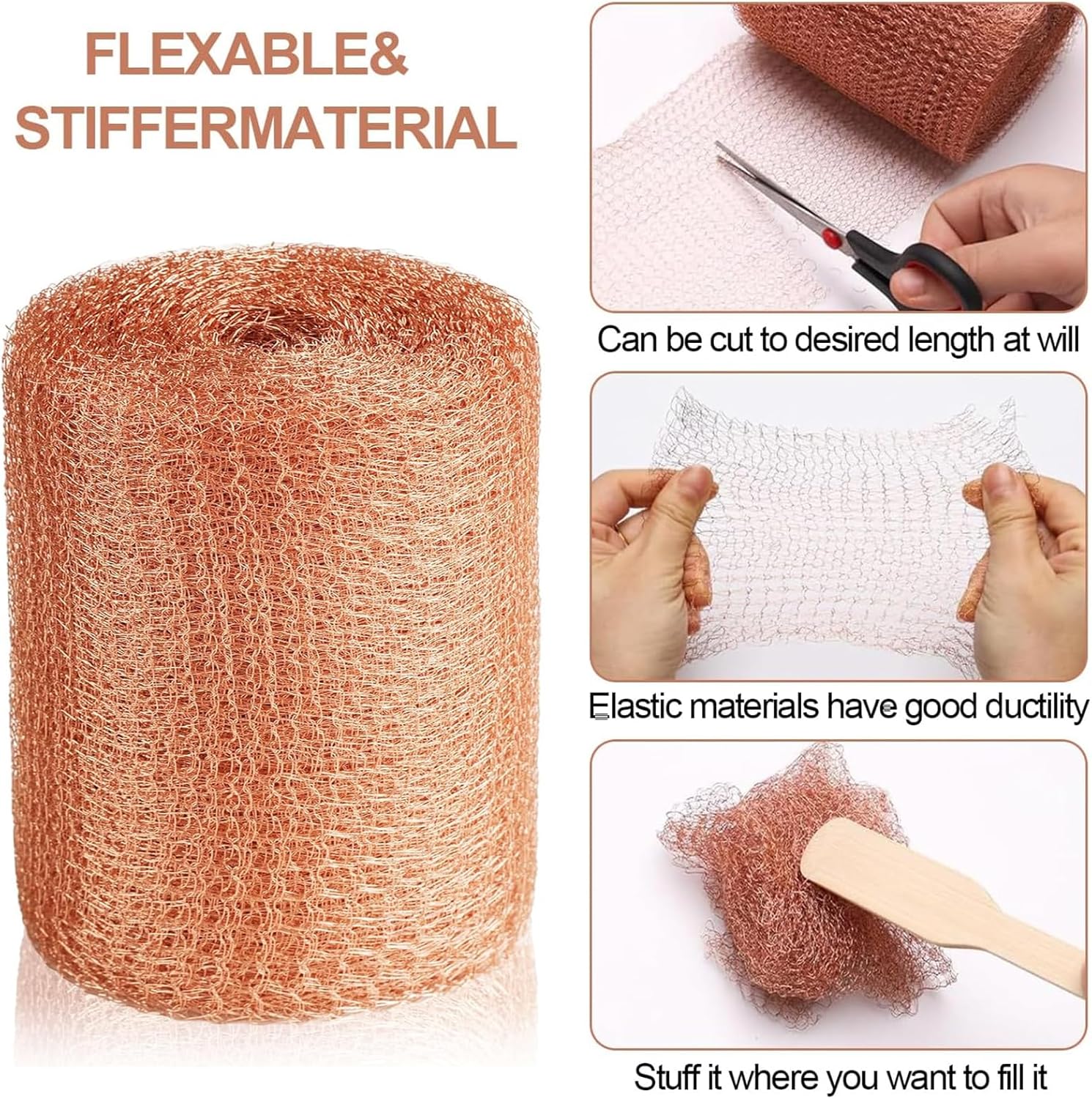 Copper Mesh Rodent Control, 5 in x 100 ft Copper Wool for Mice, Rats & Bats | Premium Copper Mesh Roll for Weep