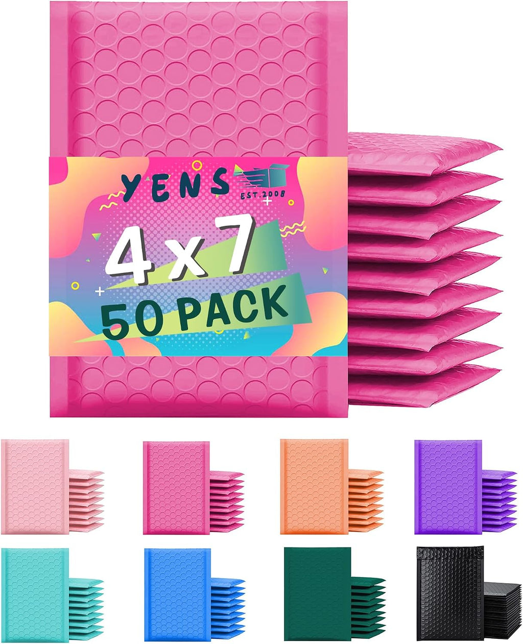 Hot Pink Poly Bubble Mailers 4x8 50 Pack Usable 4x7