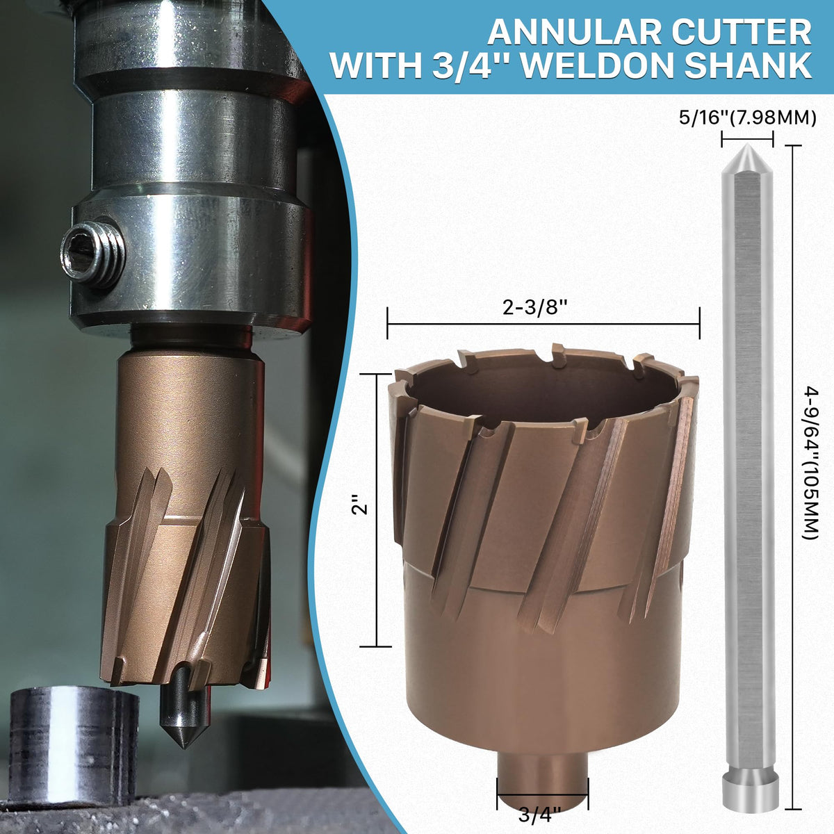 KEENTECH Carbide-Tipped Annular Cutter, 2-3/8"Diameter x 2" Depth