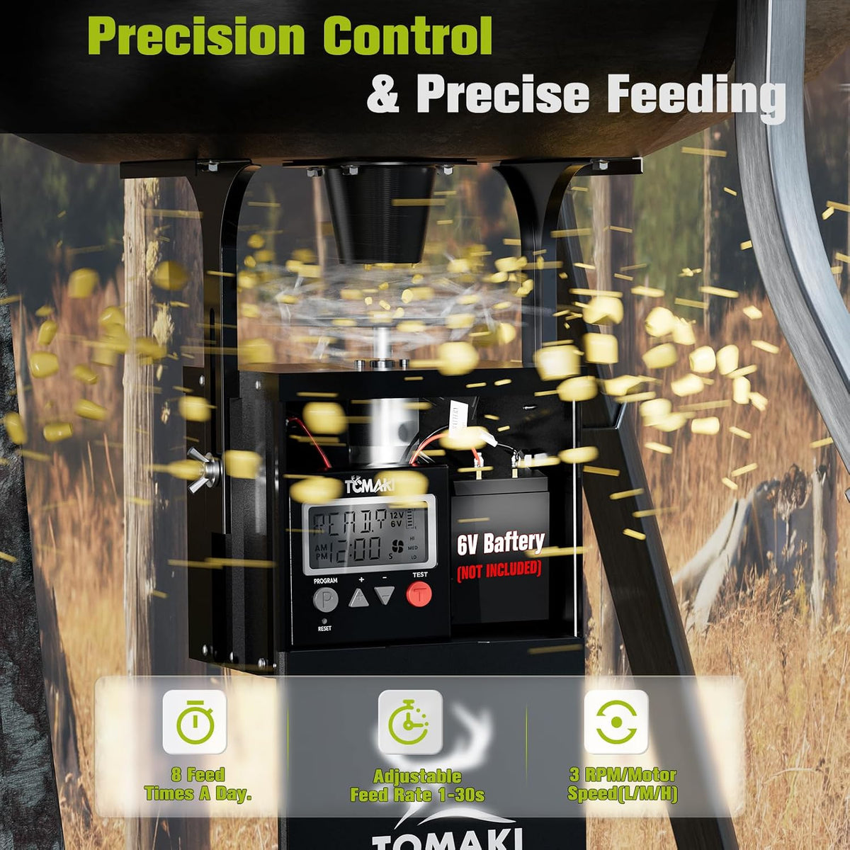 6V Deer Feeder Kit, Motor and Timer Metal Kit, Digital Game FeederTimer, Mounting Bracket Included, Up to 8 Feed