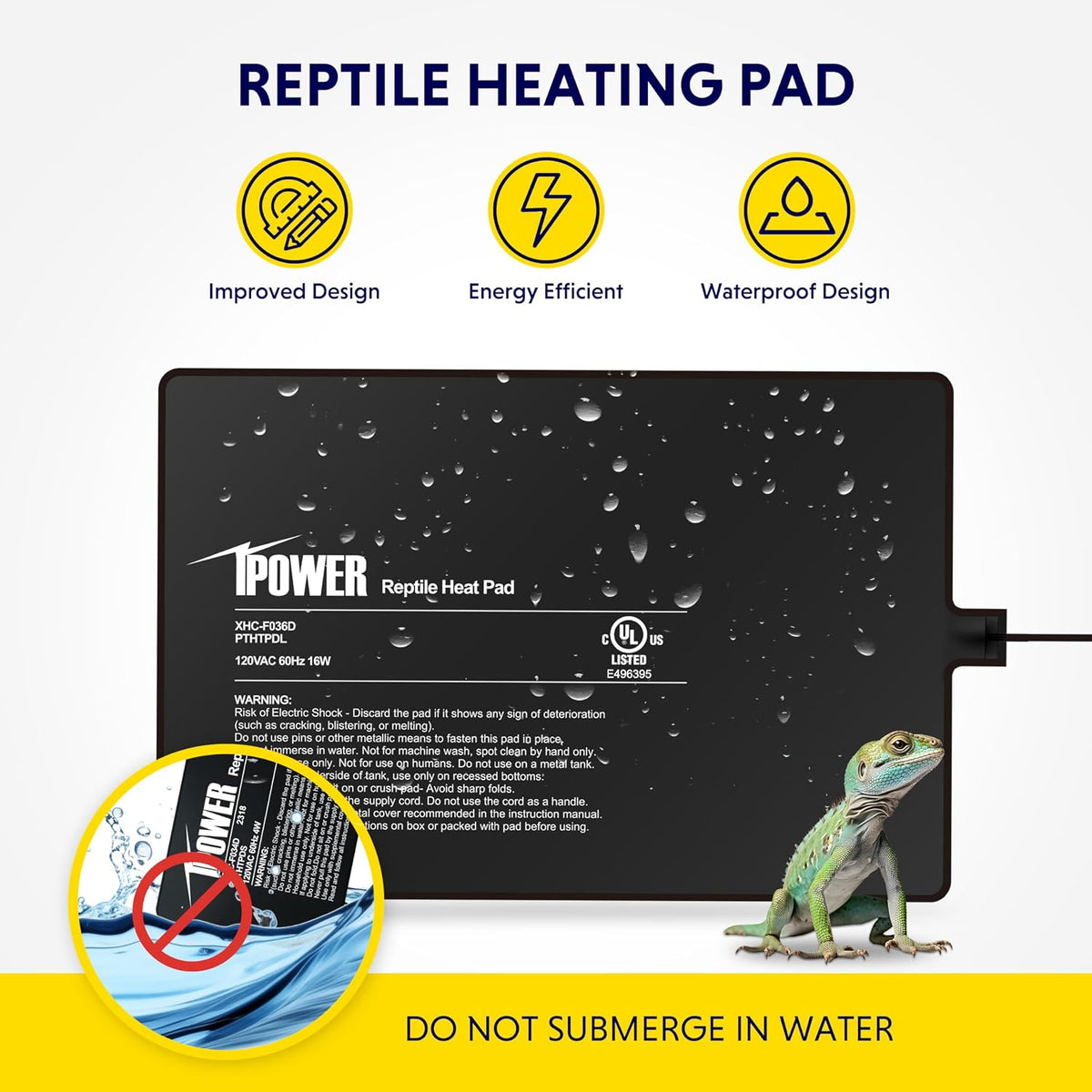 8X12 Inch Reptile Heat Pad Under Tank Heater Terrarium Warmer Heating Mat for Turtles Lizards Frogs and Other Small