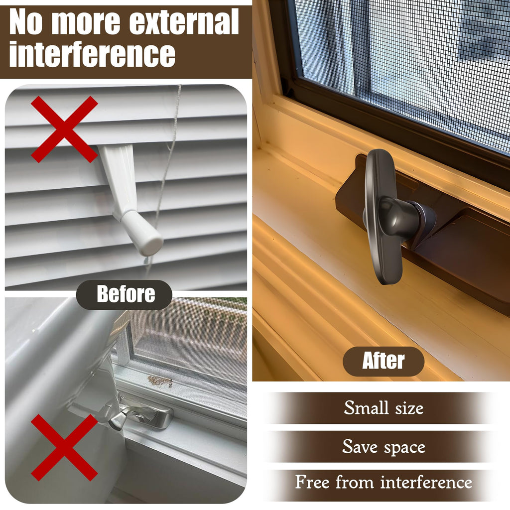 8 Pack Universal Tee Crank Casement Window Handles, Satin Bronze