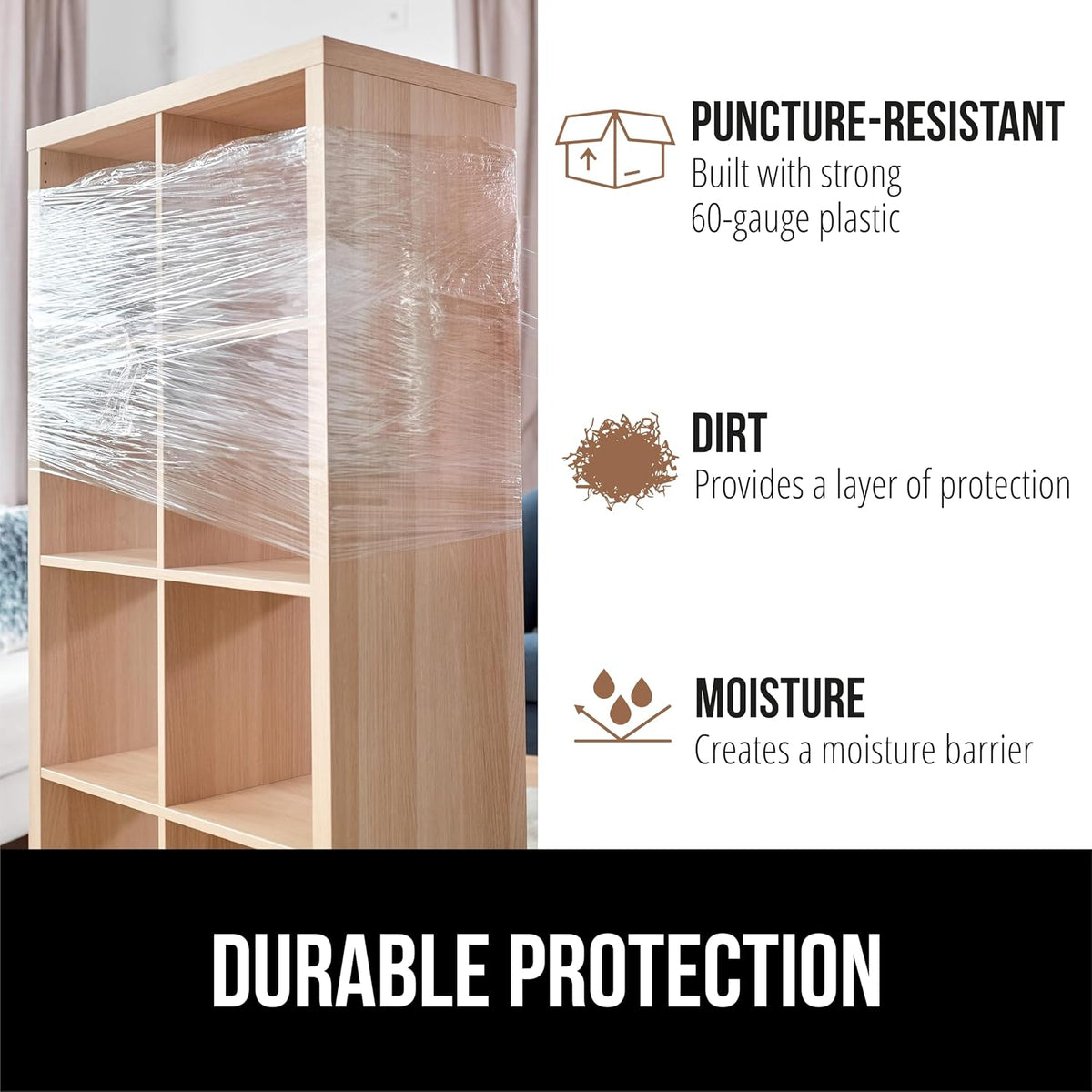 Stretch Film Shrink Wrap for Moving, 1000'x5" Roll