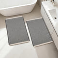 Waffle Bath Mat Super Absorbent, 18"×30" & 18"×30", Grey & White | Soft Non-Slip Boho Bath Rugs with Flat-woven Hot