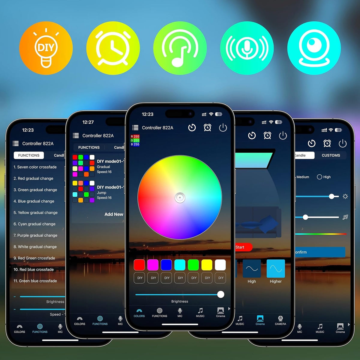 Gliztech 50FT Led Boat Lights, Marine Pontoon Led Lights with App