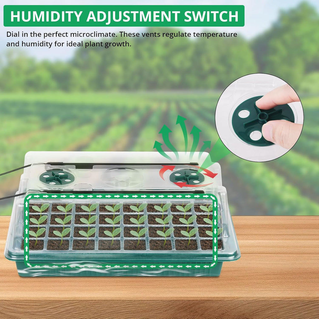 Seed Starter Tray with Grow Light, 80 Cells Seed Starter Kit with Humidity Dome, Adjustable Brightness Plant Starter