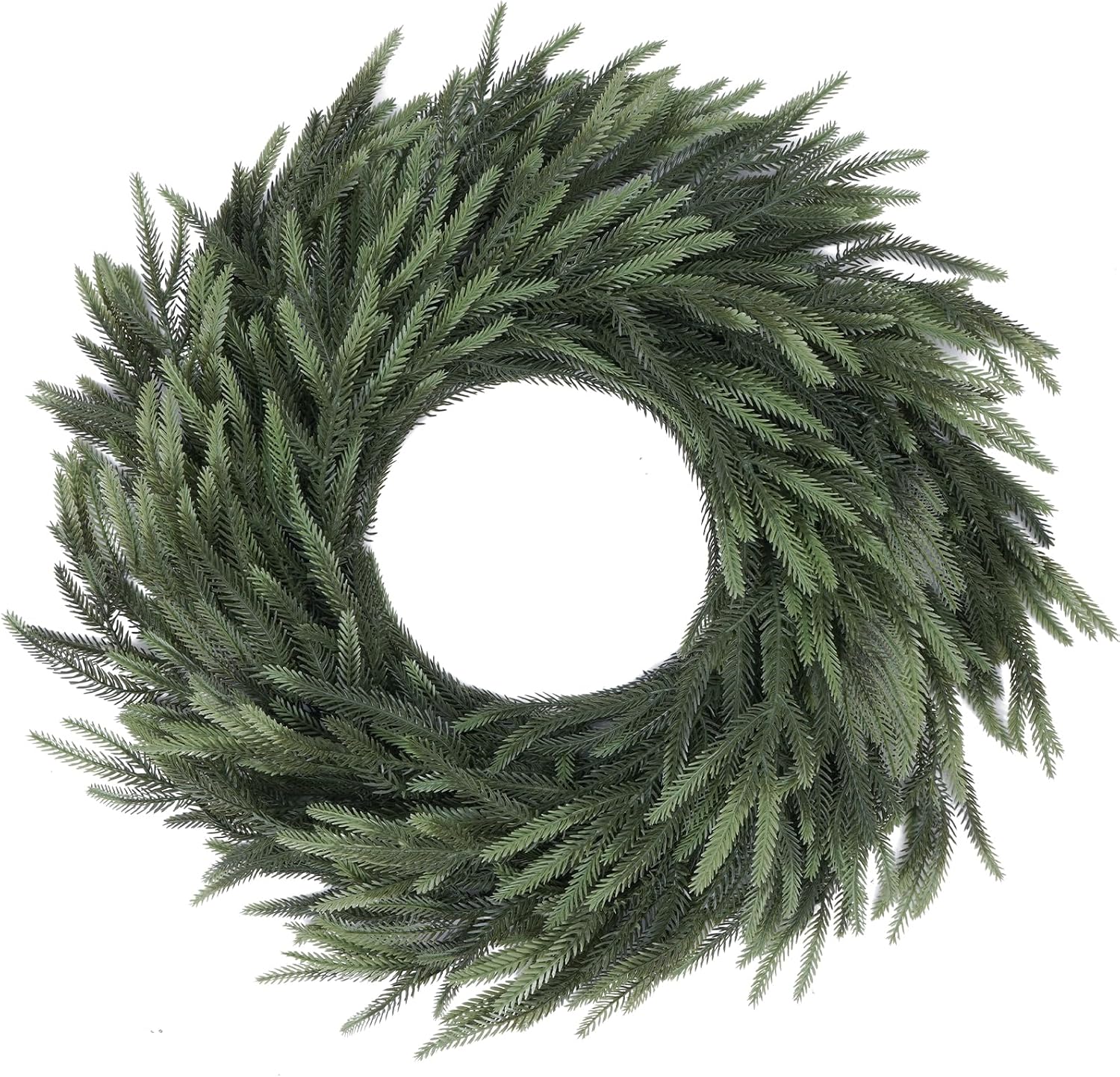 Norfolk Pine Christmas Wreath for Front Door Decoration, 26 in | Green Real Touch Artificial Shapeable Branch, DIY
