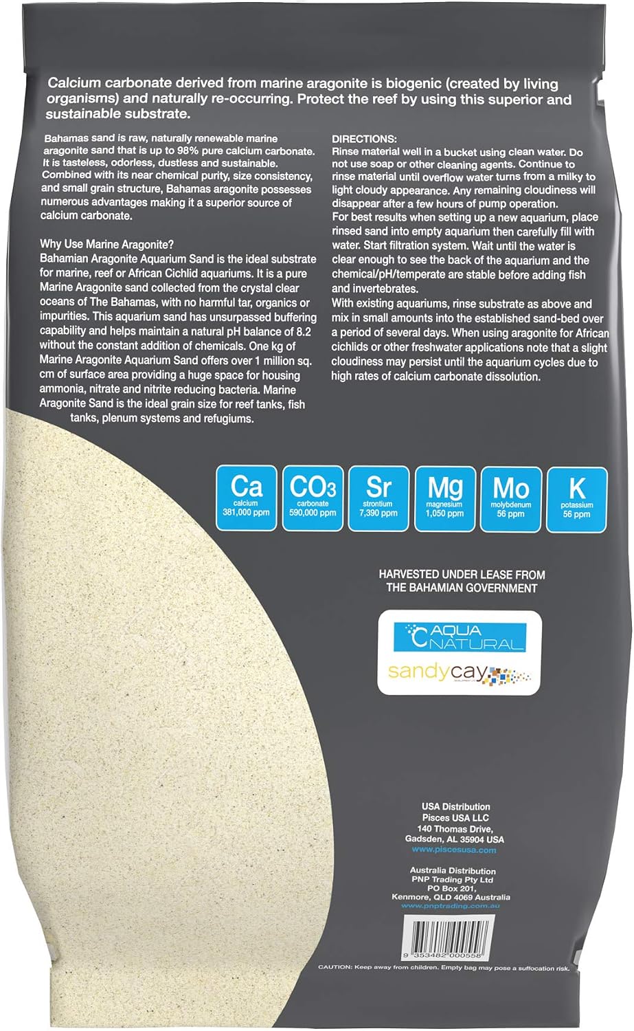 Aquarium Substrate, African CICHILD Aragonite Sand, 10LB