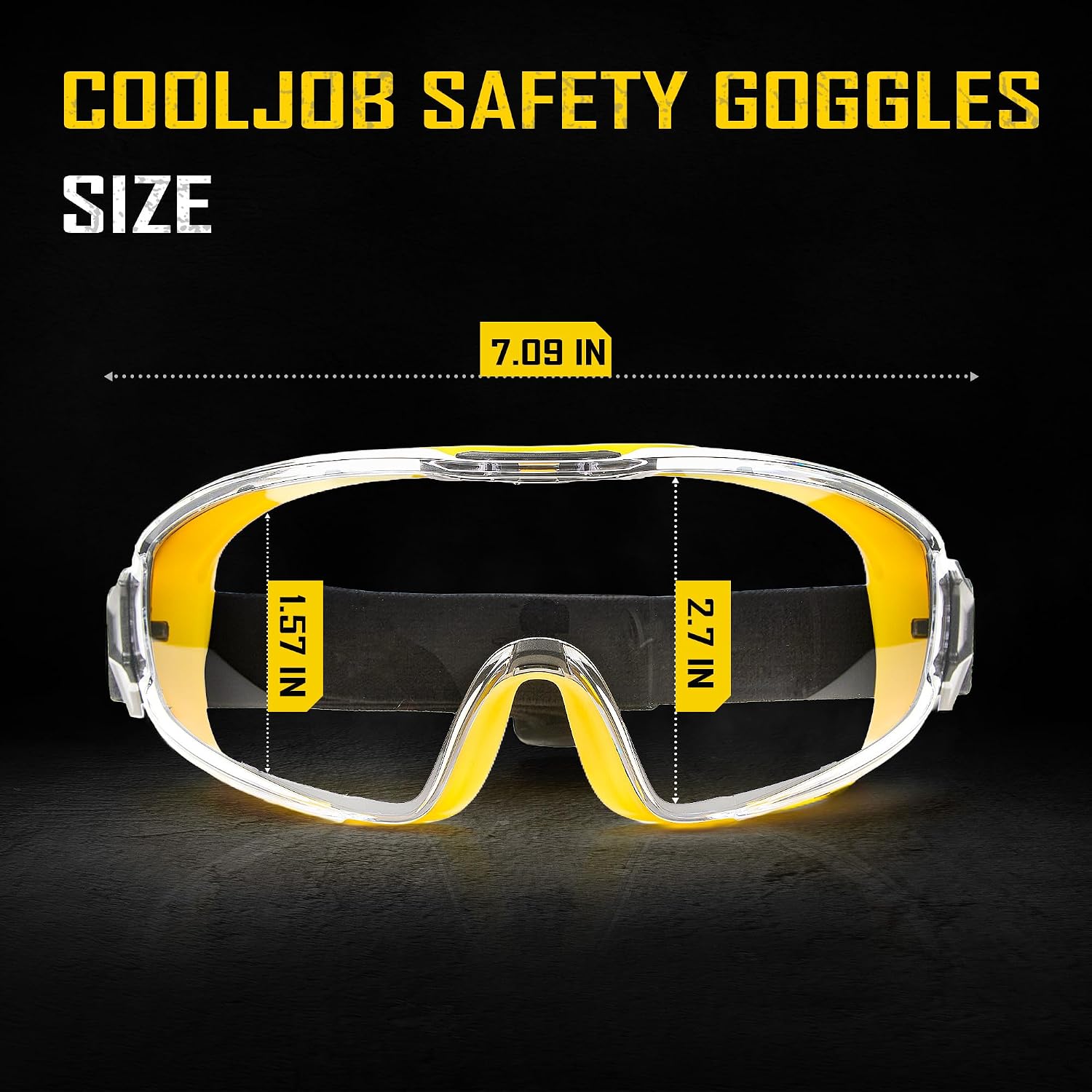 Safety Goggles Over Glasses with Anti-Fog Clear Lens | ANSI Z87.1 Impact Resistance Eye Protection with Adjustable