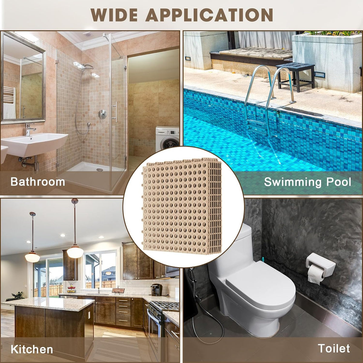 24 Pack Drainage Tiles Modular Interlocking Floor Tiles, Beige