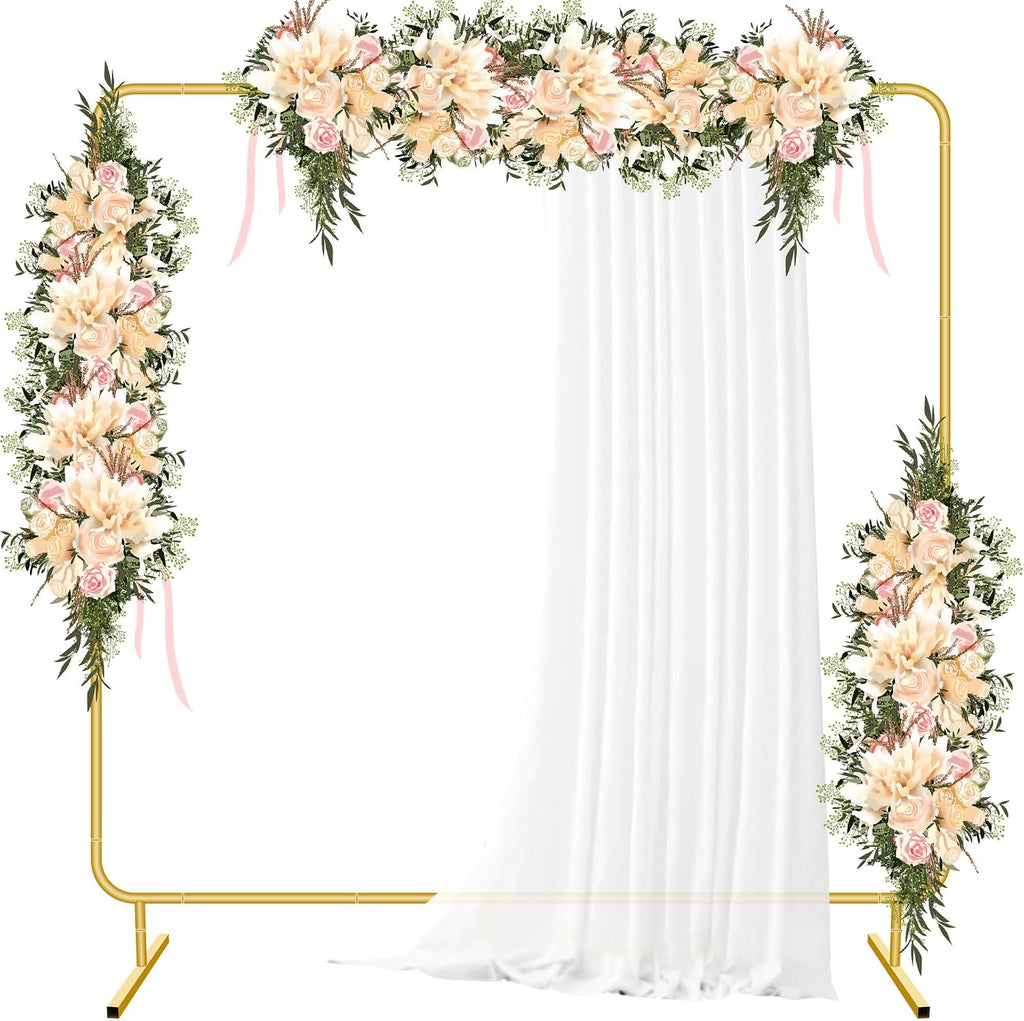 Metal Wedding Arch Backdrop Stand for Parties 6.6FT Gold Balloon Arch Square Frame Kit Pipe and Drape Stand Floral