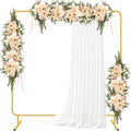Metal Wedding Arch Backdrop Stand for Parties 6.6FT Gold Balloon Arch Square Frame Kit Pipe and Drape Stand Floral