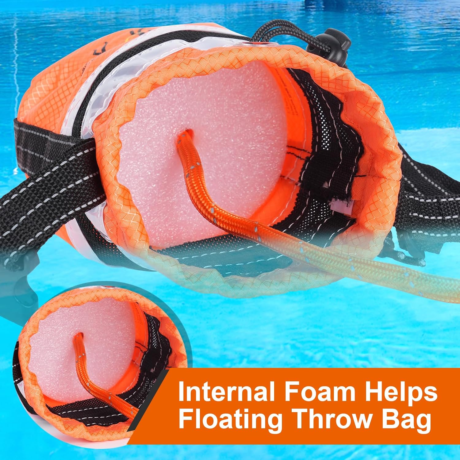 Water Rescue Throw Bag - 3/10 Inch Rope with 50FT /70FT/100FT Length Up to 1900lbs Tensile Strength Throwable