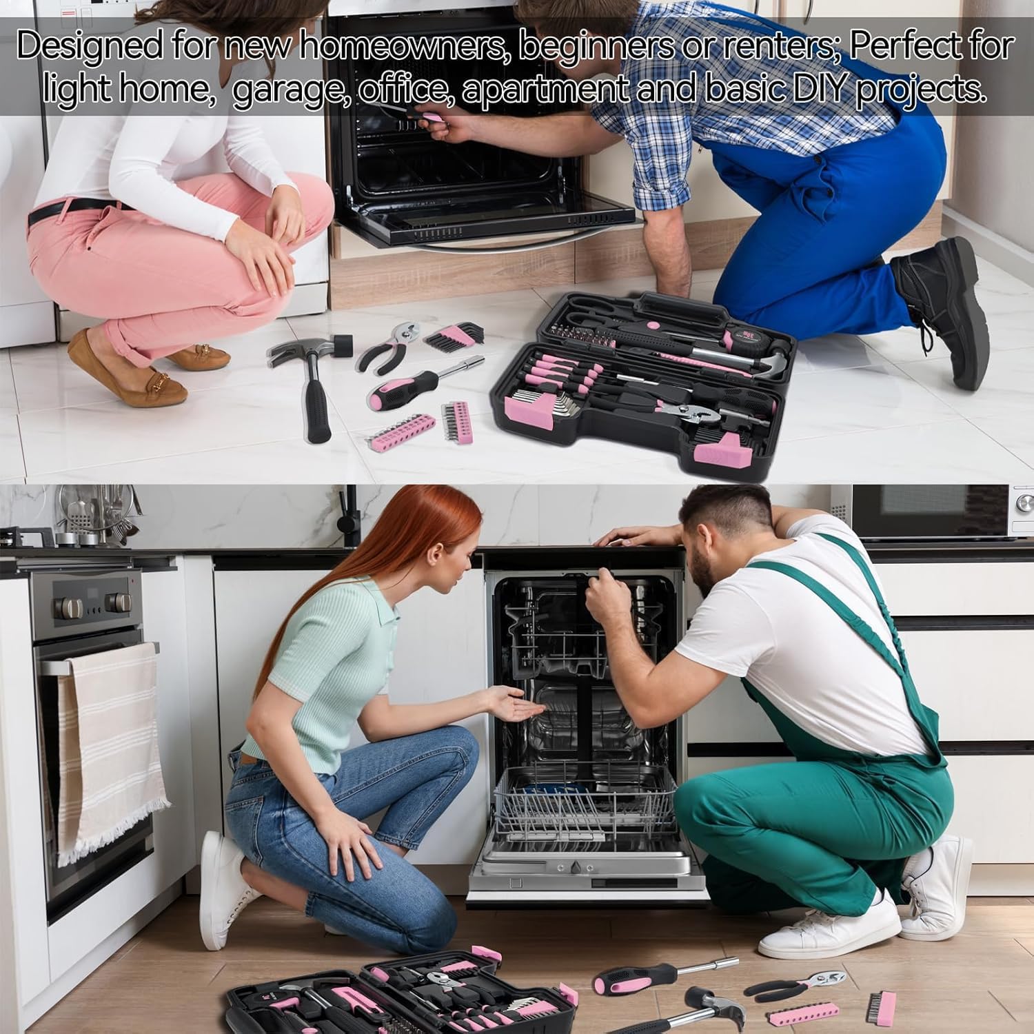 58 Piece Household Tool Set, General Household Hand Tool Kit with Plastic Toolbox Storage Case, All Purpose Household