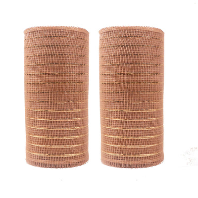 2 Rolls Rose Gold Deco Mesh Ribbon for Christmas Tree Wreath Crafts