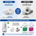 White Soap Dispenser, 2 (33.8) Sensitive Foam Soap Cartridge Refills
