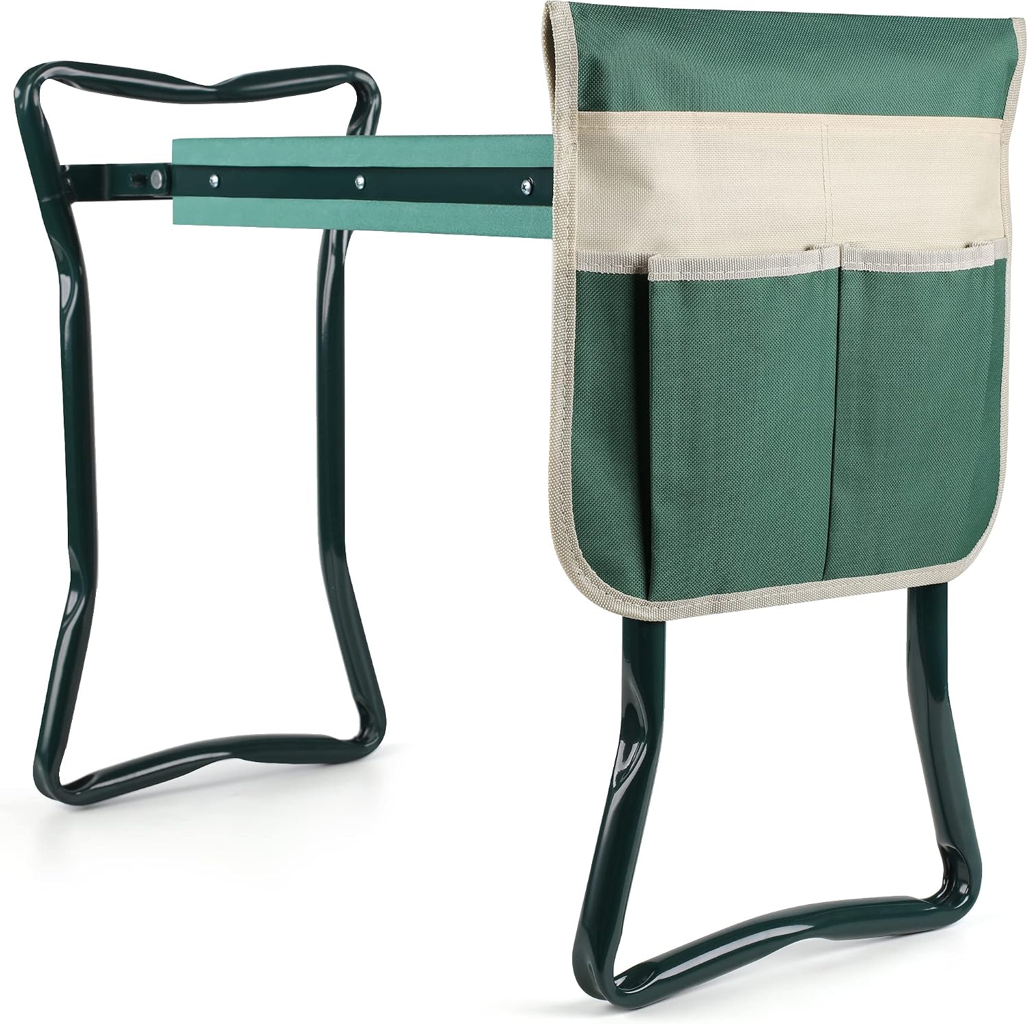 Foldable Garden Kneeler and Seat Heavy Duty Gardening Stool Kneeling Bench with Large Tool Pouch and Wider EVA Foam