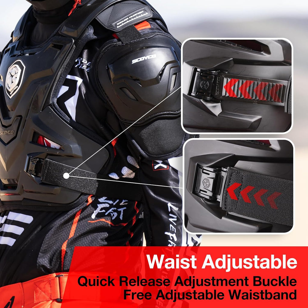Chest Protector Motocross Breathable Motorcycle Armor Vest for Adult | Adjustable Dirt Bike Chest and Back Protective