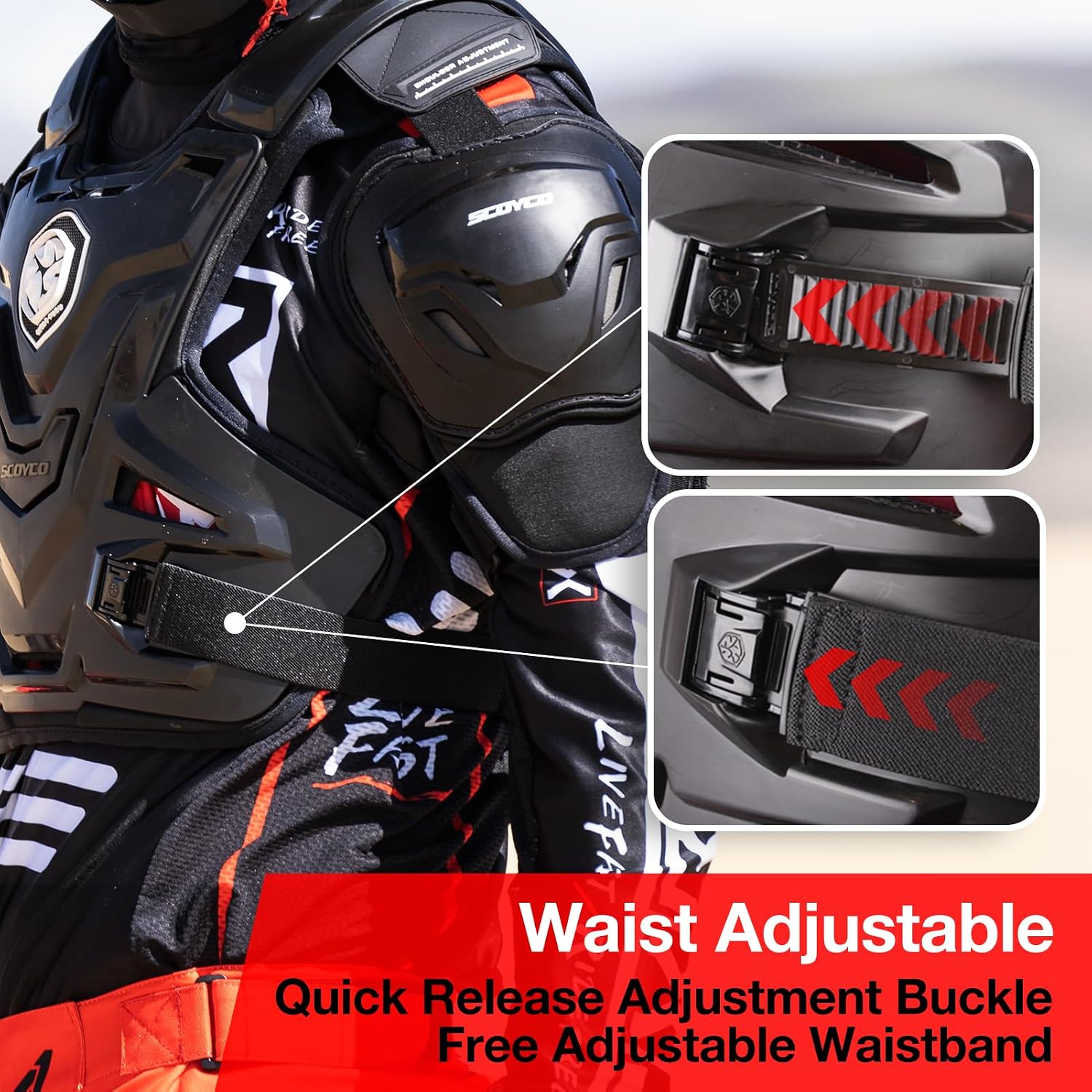 Chest Protector Motocross Breathable Motorcycle Armor Vest for Adult | Adjustable Dirt Bike Chest and Back Protective