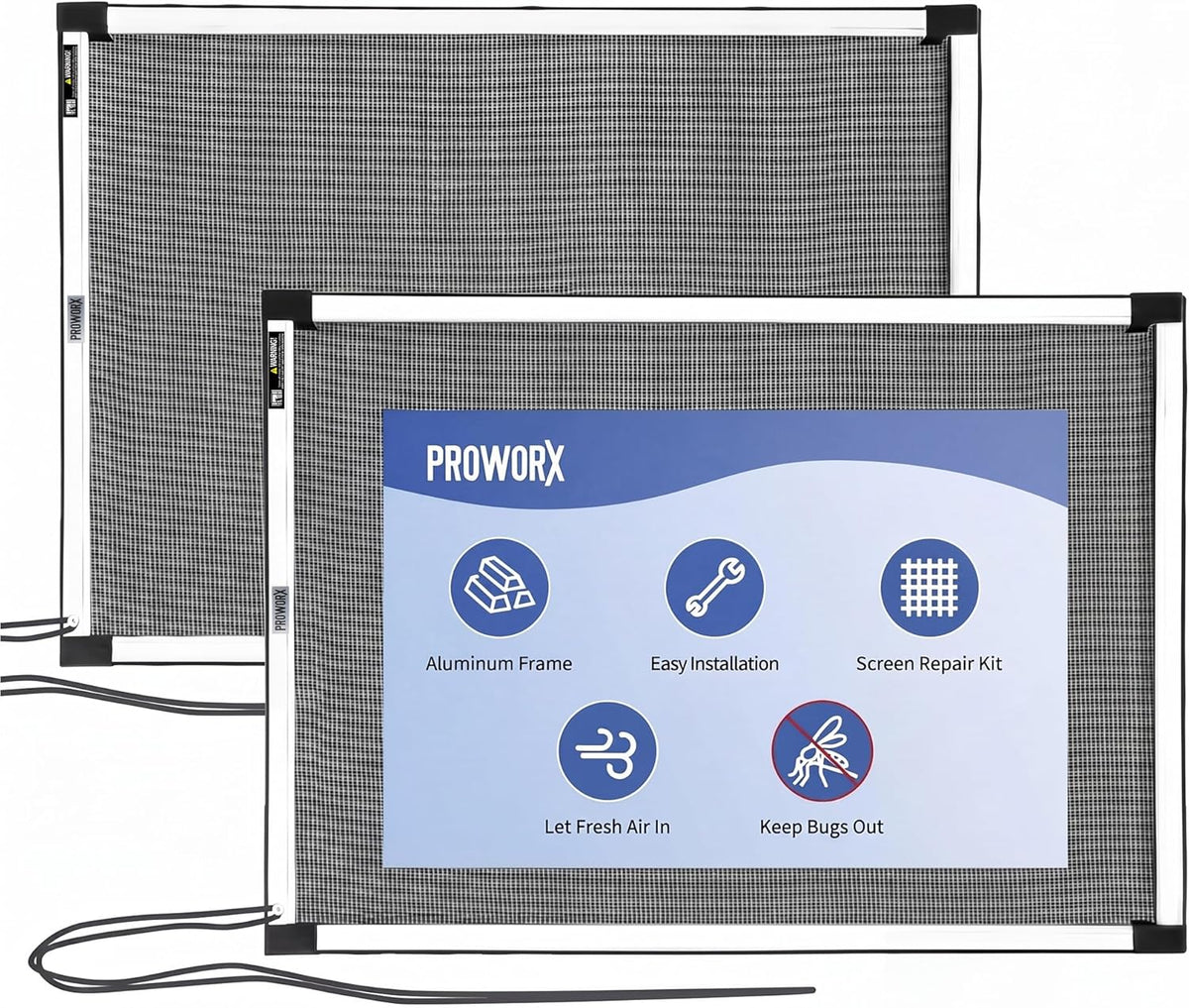 2‑Way Adjustable Window Screens Expandable, 2 Pack 10"H x 19"-36"W