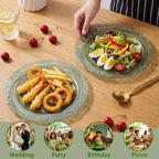 60PCS Clear Green Plastic Plates,Green Plates Disposable Heavy Duty