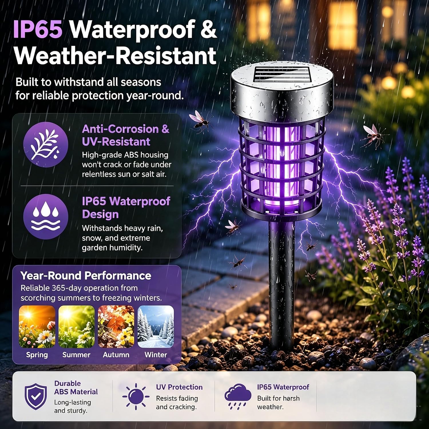 2026 Bug Zapper Solar Mosquito Zapper Outdoor 4PCS | Mosquito Repellent Outdoor,Mosquito Trap Used to Keep Gnat Small