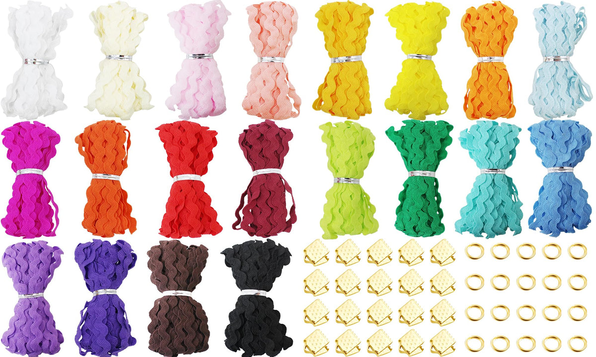 Assorted 5mm Rick Rack Trim 100 Yds Fabric Ribbon for Sewing Crafts