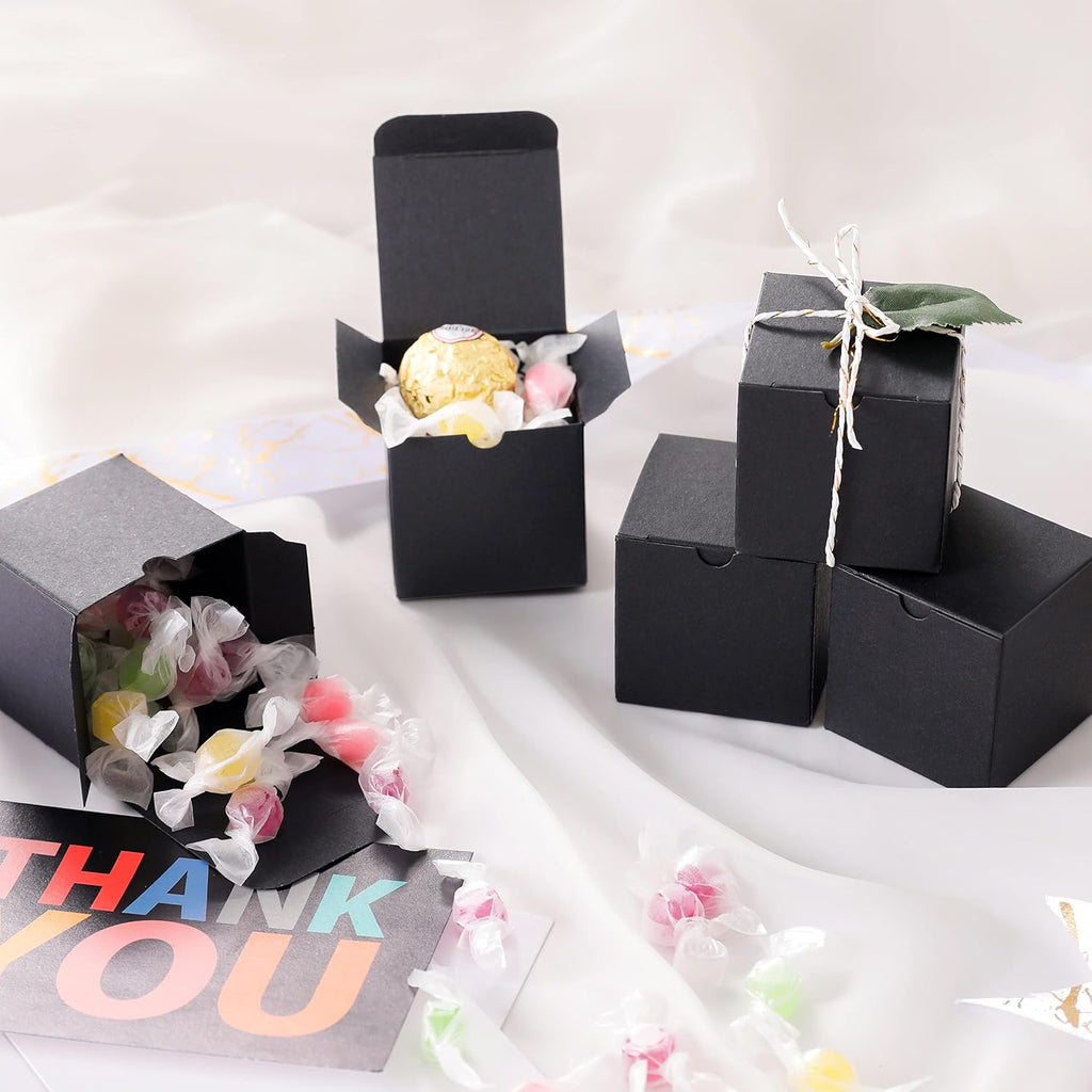 25 Small Gift Boxes 2x2x2 Inches, Matte Black Gift Boxes Bulks