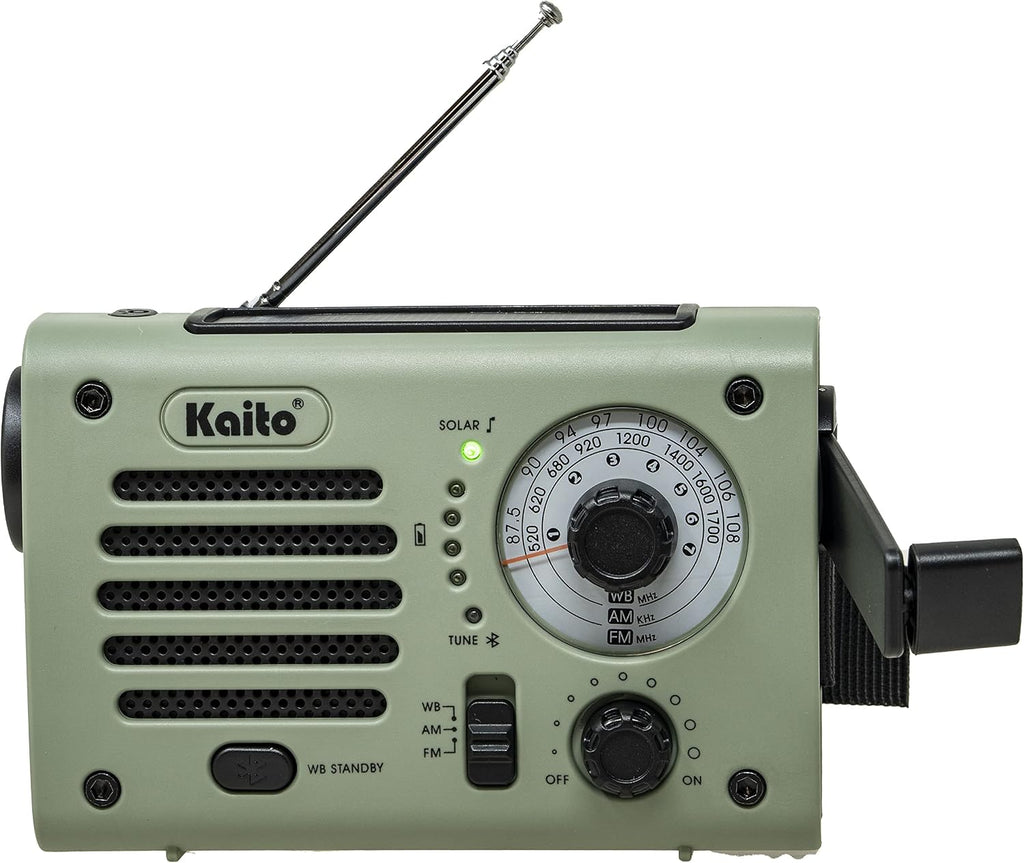 KA380 Emergency Radio & Portable Bluetooth Speaker – AM/FM NOAA Weather Radio Rechargeable with Solar Panel and Hand