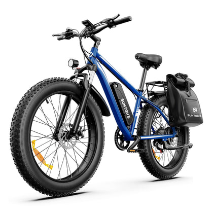 EB26 Electric Bike for Adults,Peak 2000W Ebike,26" Fat Tire E Bike (Blue+Pannier Bag)