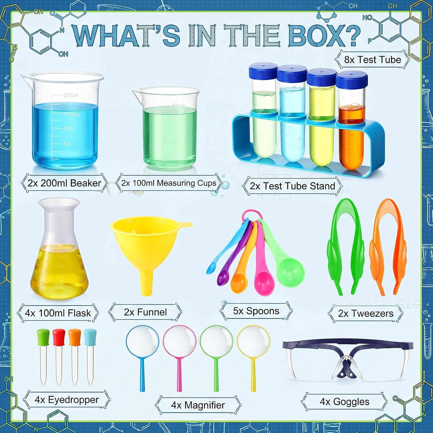 39 Pcs Science Kits for Kids Educational Lab Science Experiments Early Learning Set Include Beakers and Test Tubes
