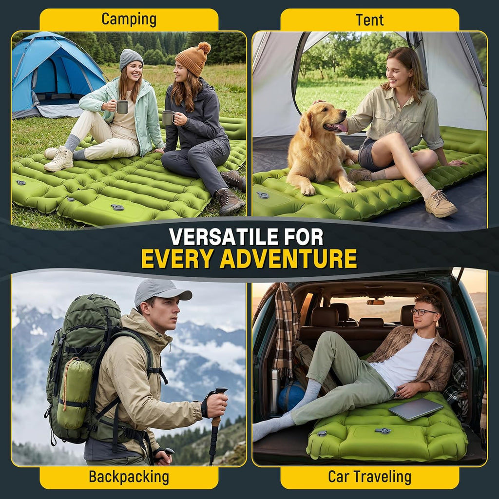 Sleeping Pad for Camping, Built-in Pump with Pillow | Waterproof, Air Mattress for Backpacking, Hiking, Tent