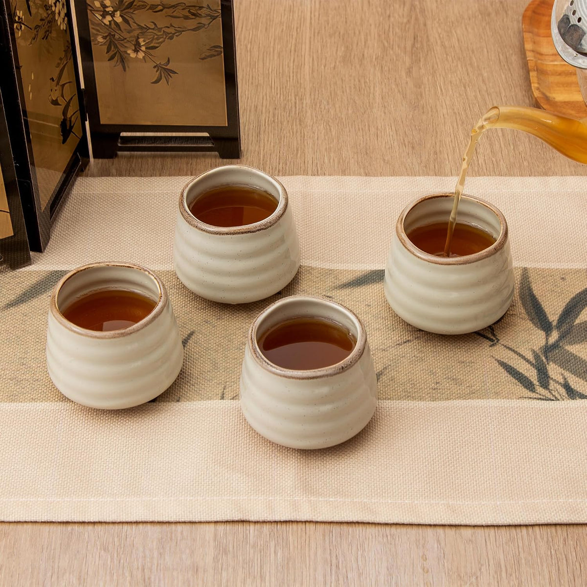 Ceramic Tea Cup Set, 5OZ Espresso Cups, Retro Grey, Set of 4