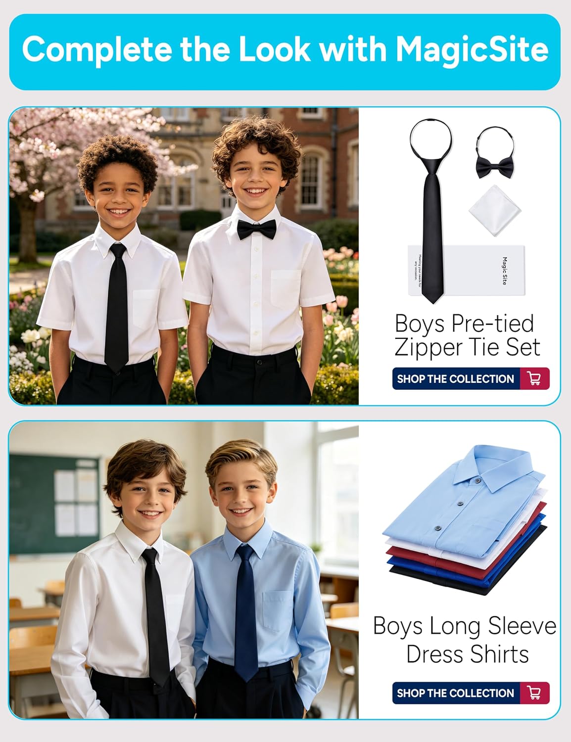 Boys Short Sleeve Dress Shirts Classic Button Down Shirt for Kids Formal Wear School Uniform Size 2-20