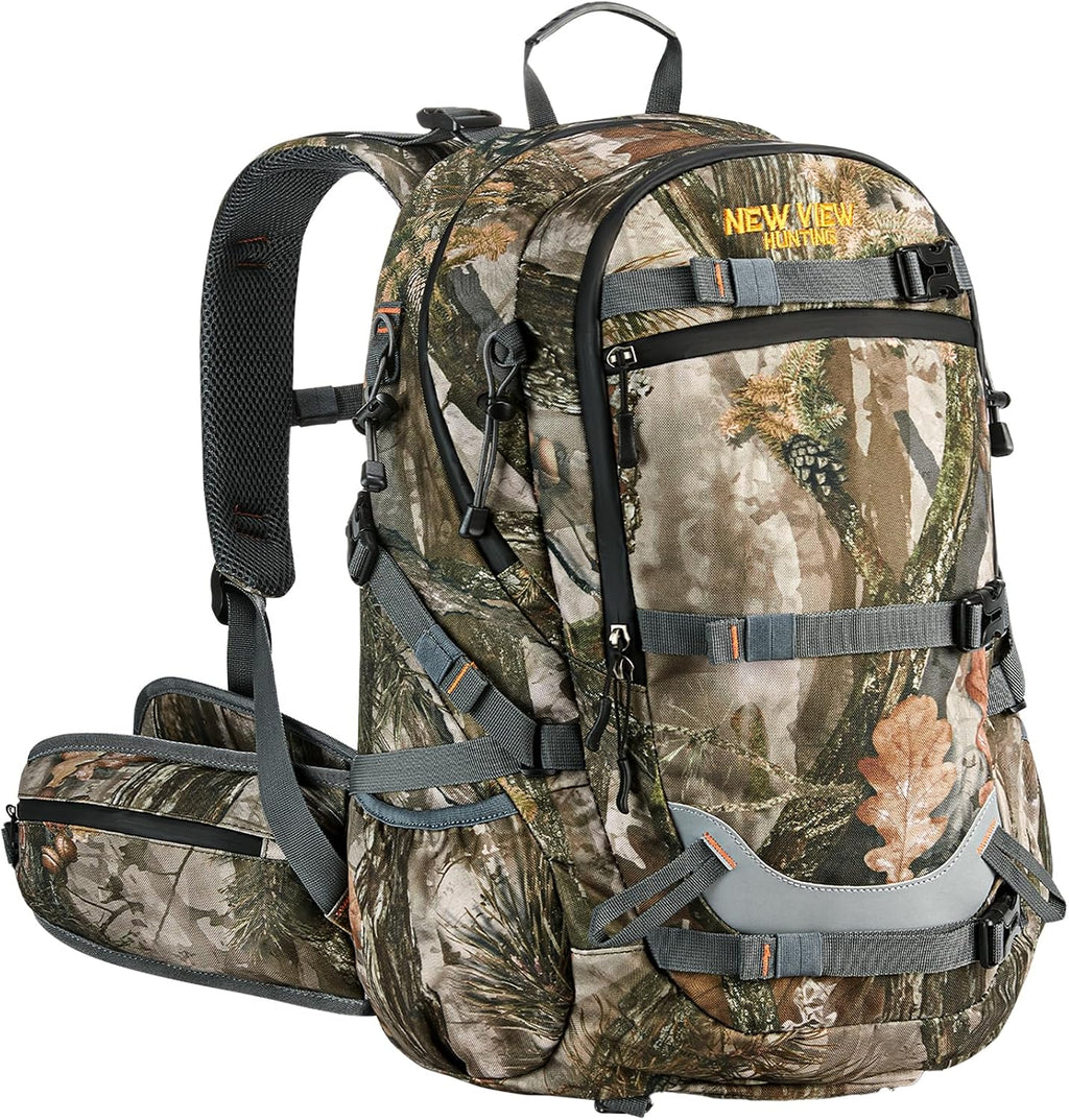 Hunting Backpacks for Men 35L, Camo Backpack for Hunting with Rifle Bow Gun Holder, Waterproof Hunting Pack with Rain