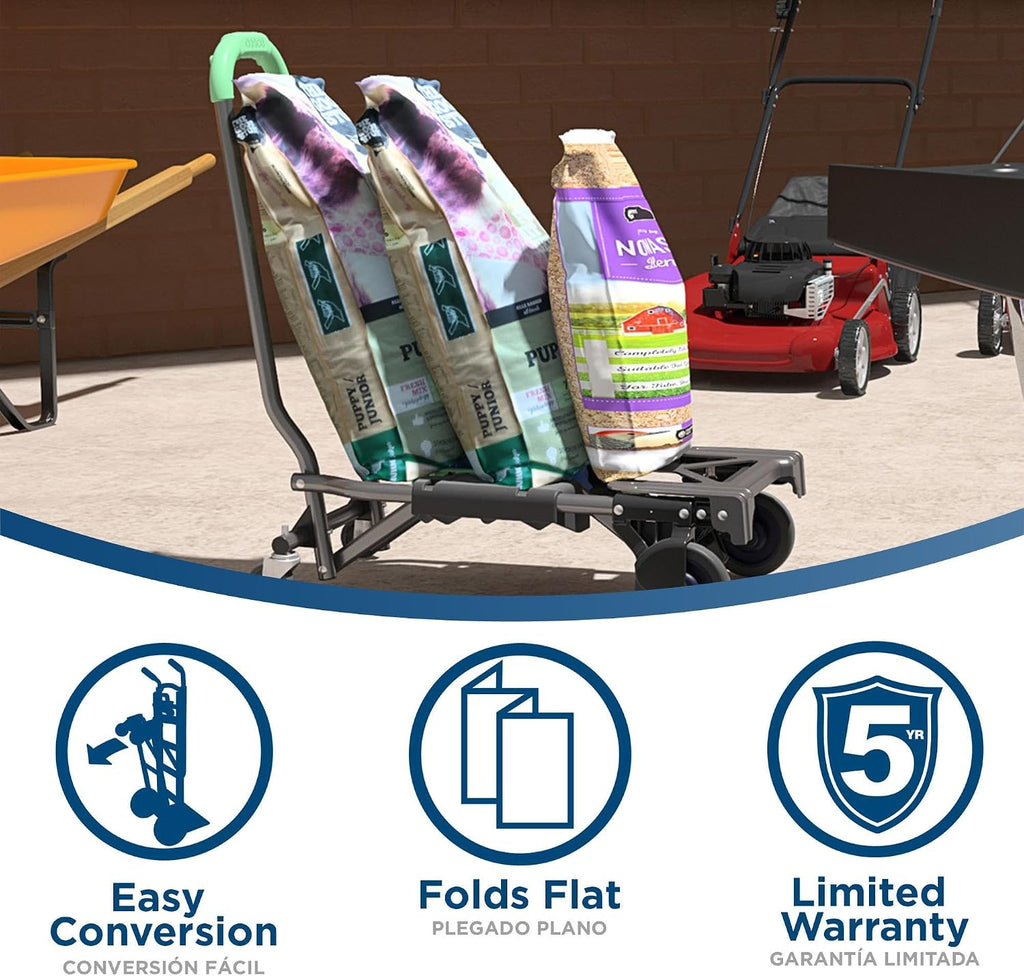 Shifter Multi-Position Folding Hand Truck and Cart, 300 lb. Weight Capacity, Green, 12222PBG1E