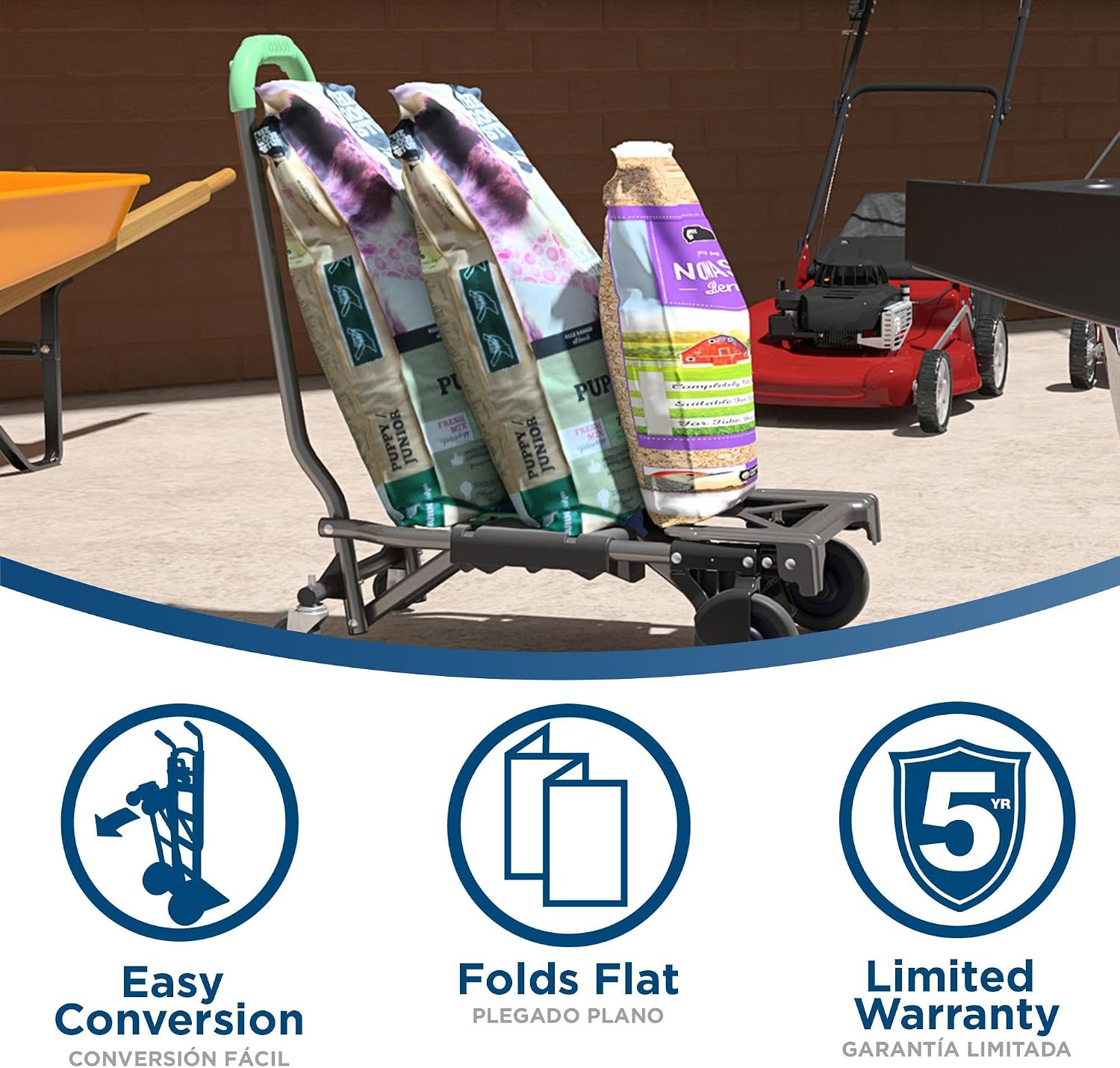 Shifter Multi-Position Folding Hand Truck and Cart, 300 lb. Weight Capacity, Green, 12222PBG1E