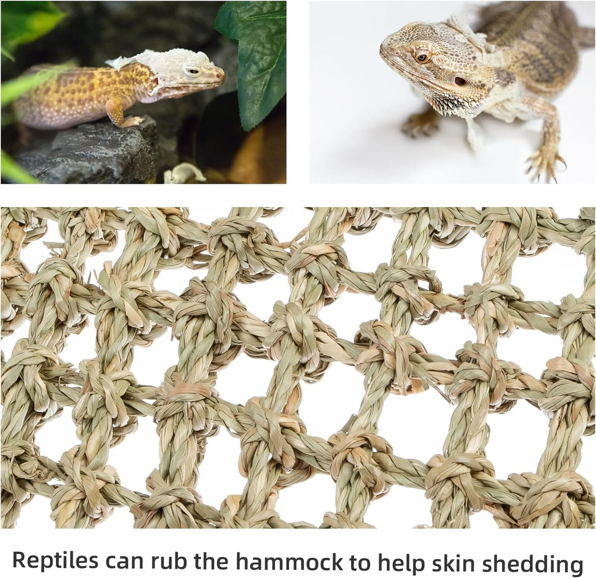 Bearded Dragon Seagrass Hammock: Rectangle 16"x 8" & Suction Cups