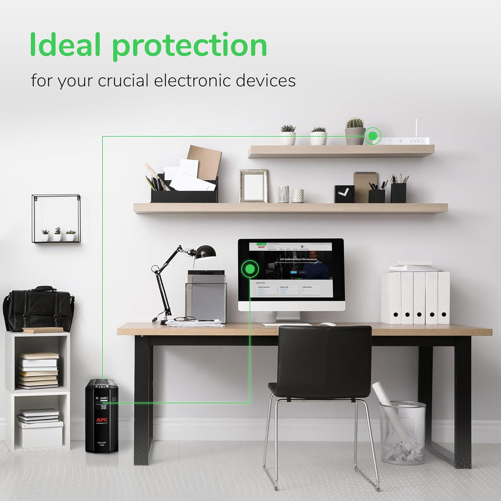 1000VA/600W Pro UPS Battery Backup for Office Electronics, AVR, BX1000M | 1000VA Back-UPS Pro for home offices — 8