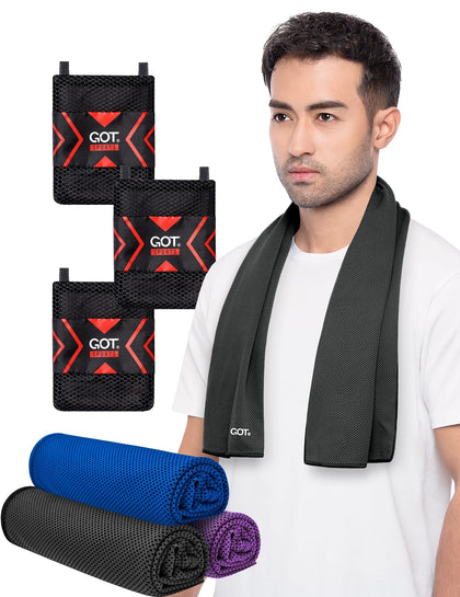 Instant Cooling Towel Neck & Face - Sweat Rag Neck Wraps Gym (Blk/DBl/Prp)