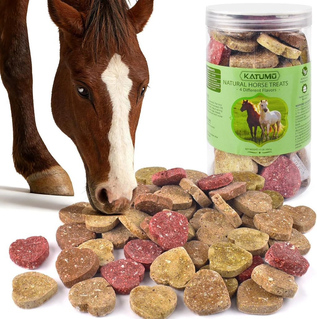 Horse Treats, Made with Apple Banana Strawberry and Carrot, Natural Healthy Snacks for Horse Training Rewards and