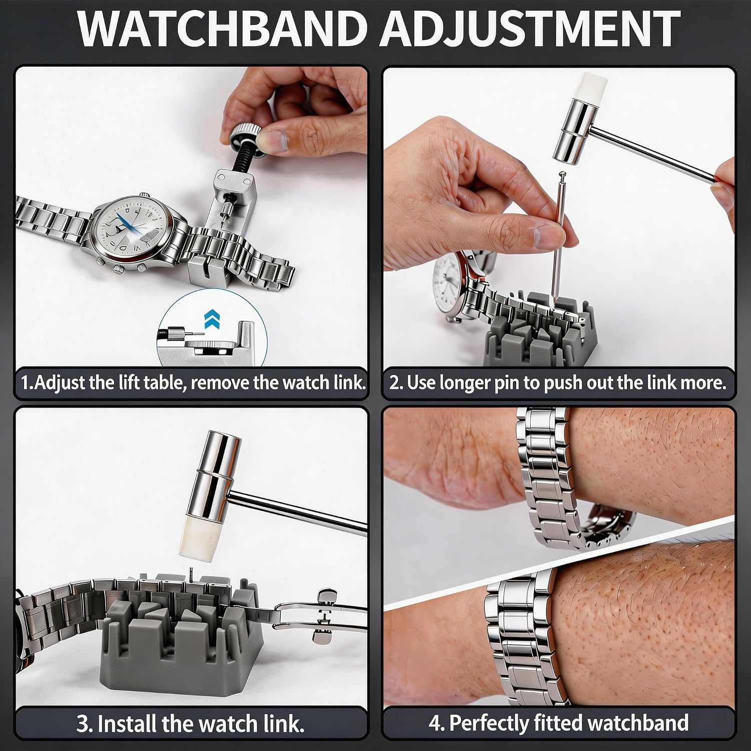 Professional Watch Repair Kit with Watch Battery Replacement Tools, Watch Link Removal Kit, Including Spring Bars