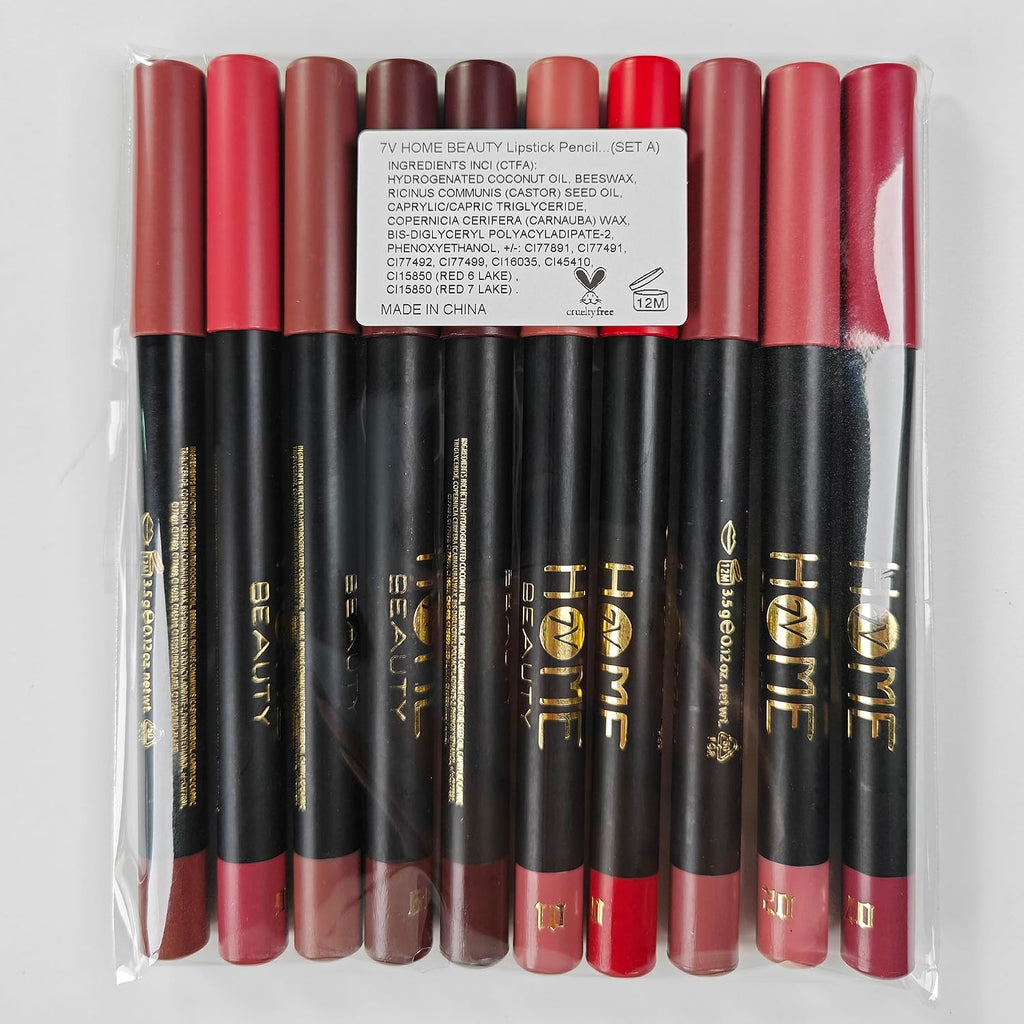 Matte Lip Crayon Set, 10PCS Lip Liner High Pigment Long Lasting Lipstick Pencil (SET A, 10 Count (Pack of 1))