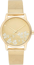 Nine West Women's Floral Dial Mesh Bracelet Watch