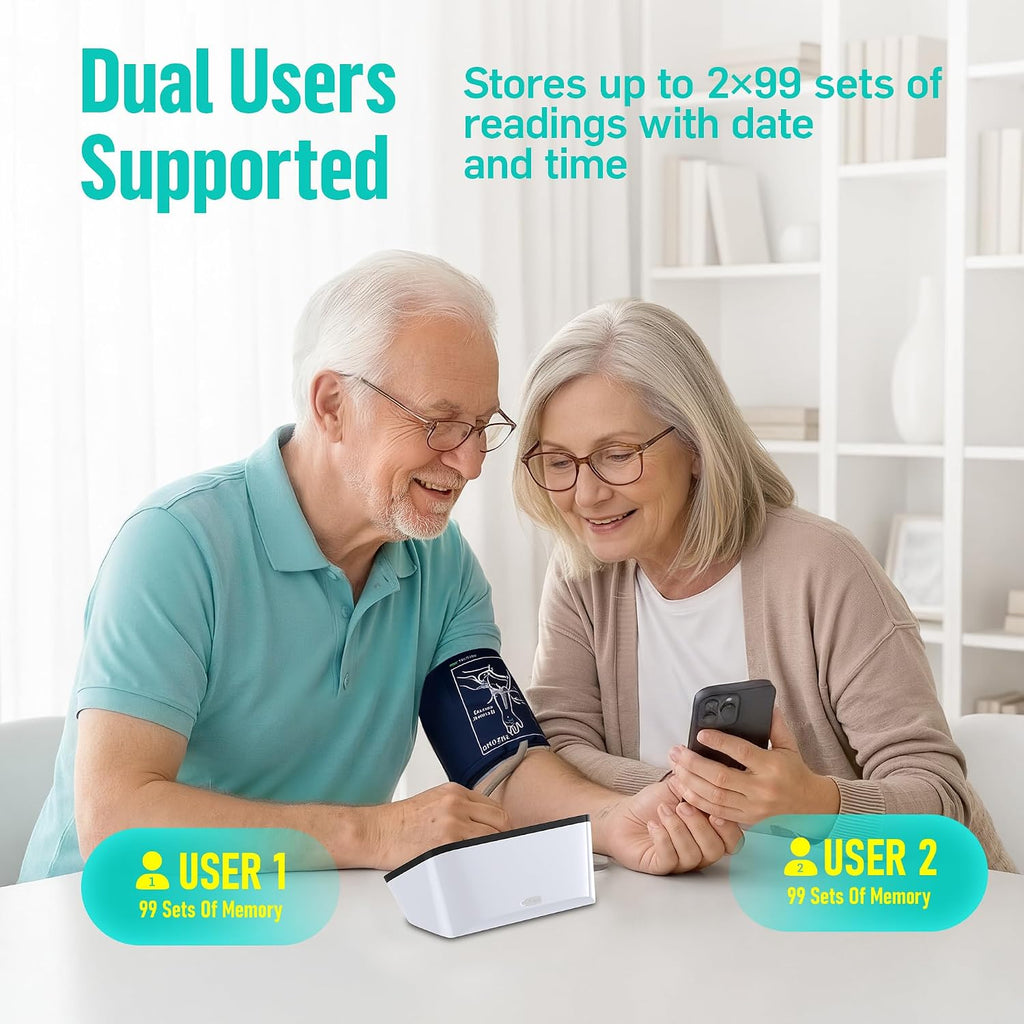 Smart Blood Pressure Monitor for Home Use, with Wide Upper Arm Blood Pressure Cuff (8.6'' -17.3''), FSA&HSA Eligible