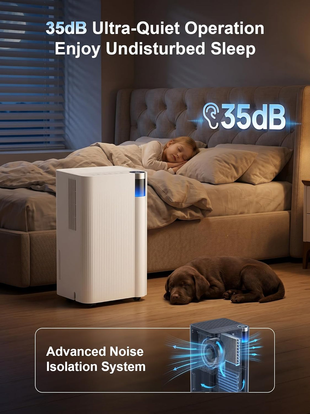 3000 Sq. ft Basement Dehumidifiers for Home with Drain Hose | Portable, Large Quiet Dehumidifier for Bedroom Dorm