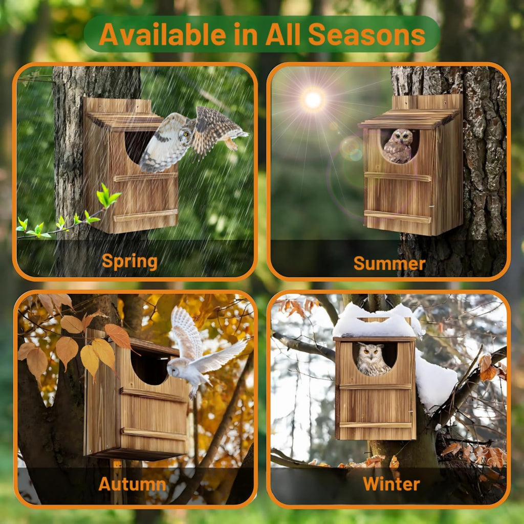 Owl Box, Carbonized Pine Screech Owl Nesting Box